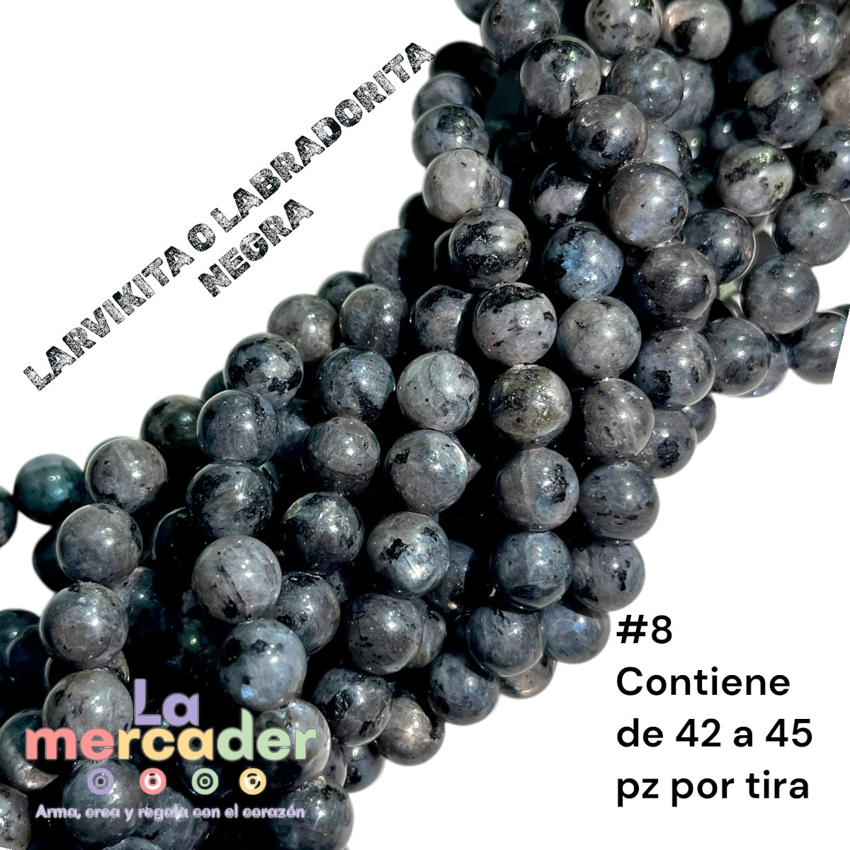 1 Tira Larkivita o Labradorita Negra, Piedra Natural