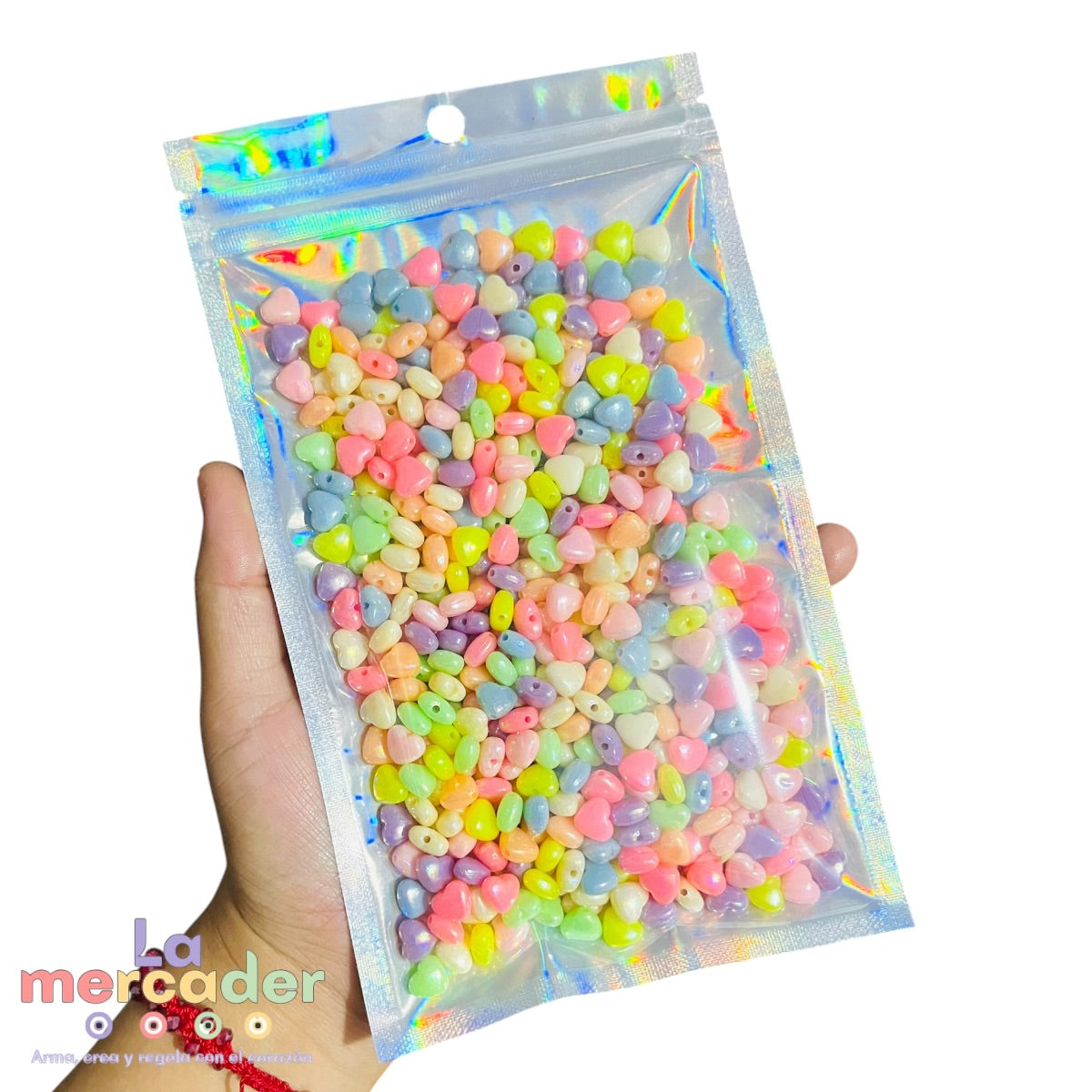 100gr Cuentas Corazón Glossy Multicolor 8 mm para Bisutería 500pz