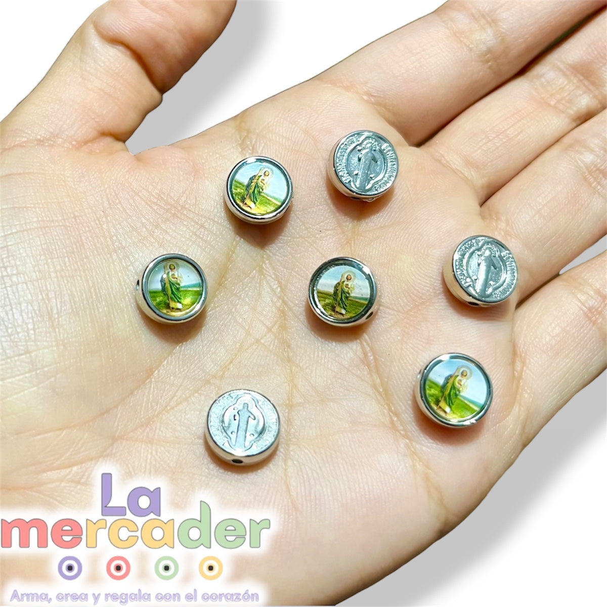 20pz Dije Transversal San Judas Tadeo/San Benito Doble Vista |Plastimetal