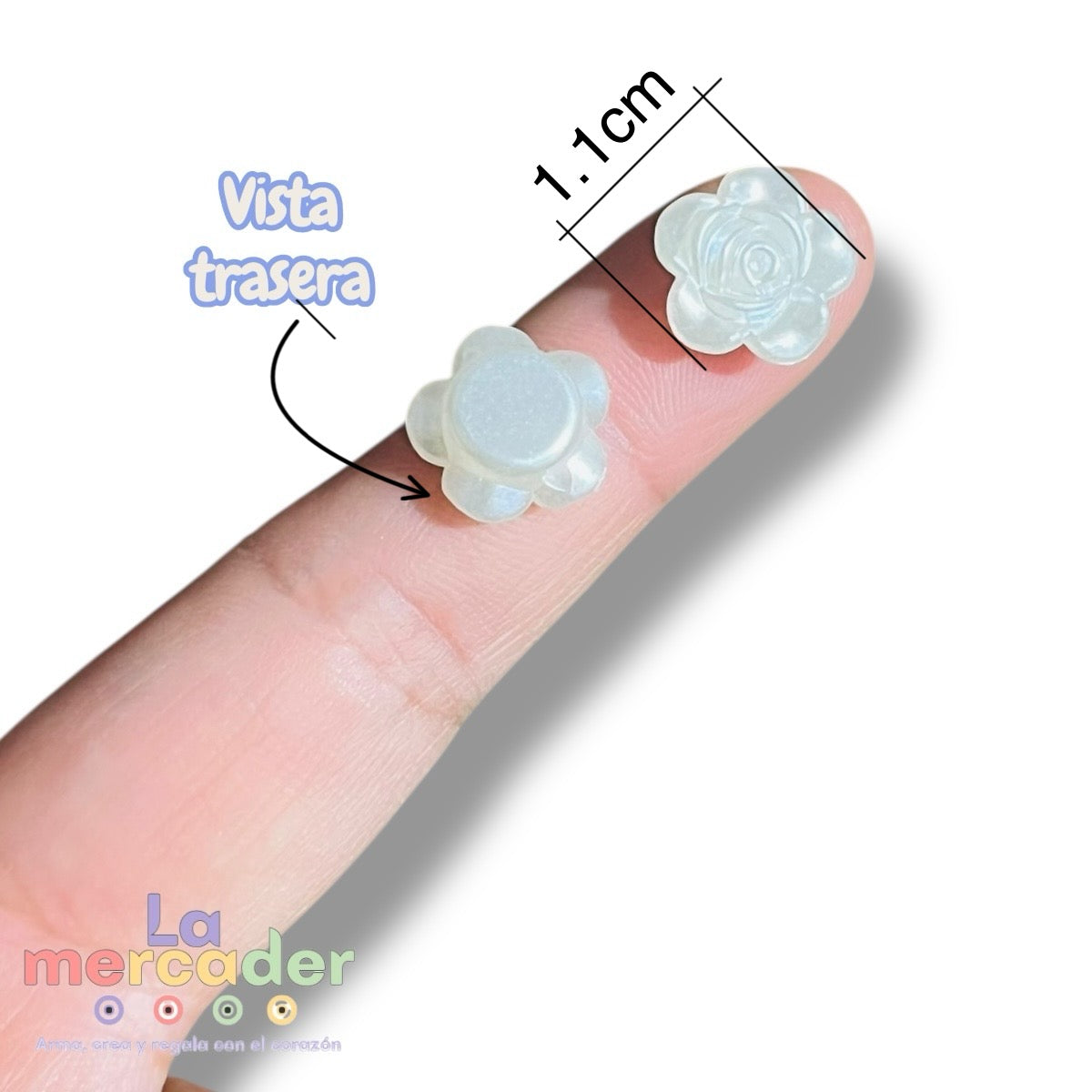 100 pz Rosas de Acrílico Aperlado Beige 11 mm | Insumo Decorativo para Bisutería Creativa