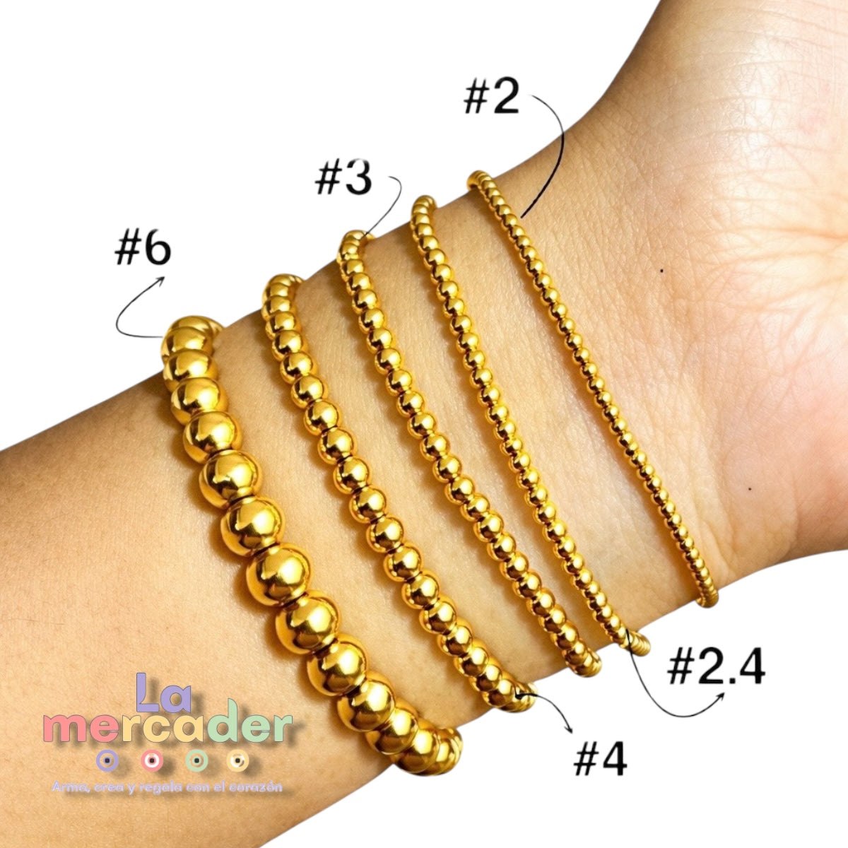 100 pz Bolitas Separadoras de Acero Inoxidable Dorado | #2, #2.4 y #3
