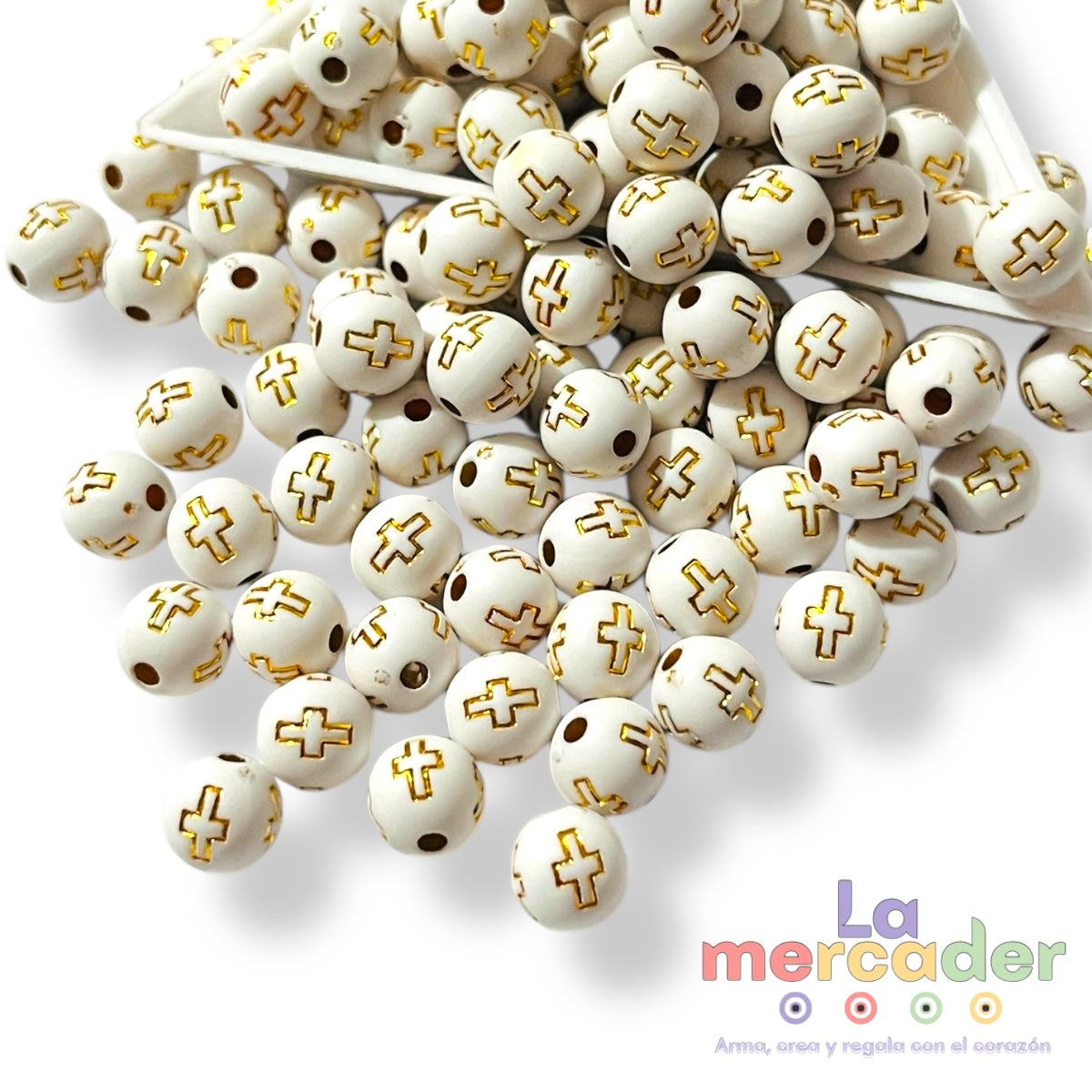 200 piezas Bolita #8 Cruz Dorada, cuenta de Pasta