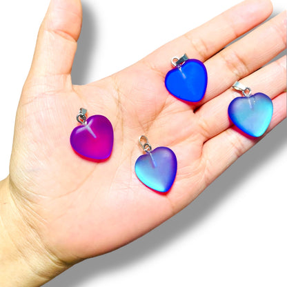 1pz Corazón Murano Frosted Aurora Boreal