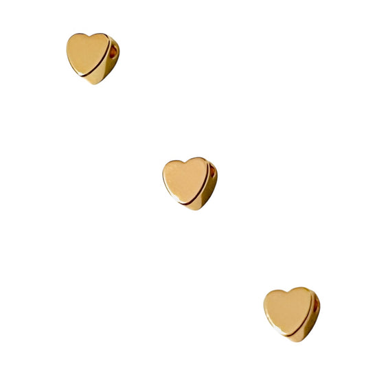 1pz Corazón Chapa de Oro dije transversal