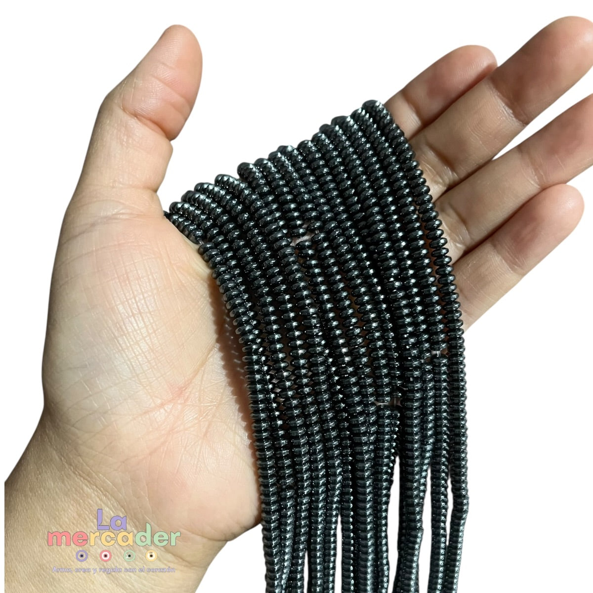 1Tira Hematita Rondel 4 mm para bisutería | Acerina disco metálico alta durabilidad | Dorado, plateado y natural | Tira 185 piezas