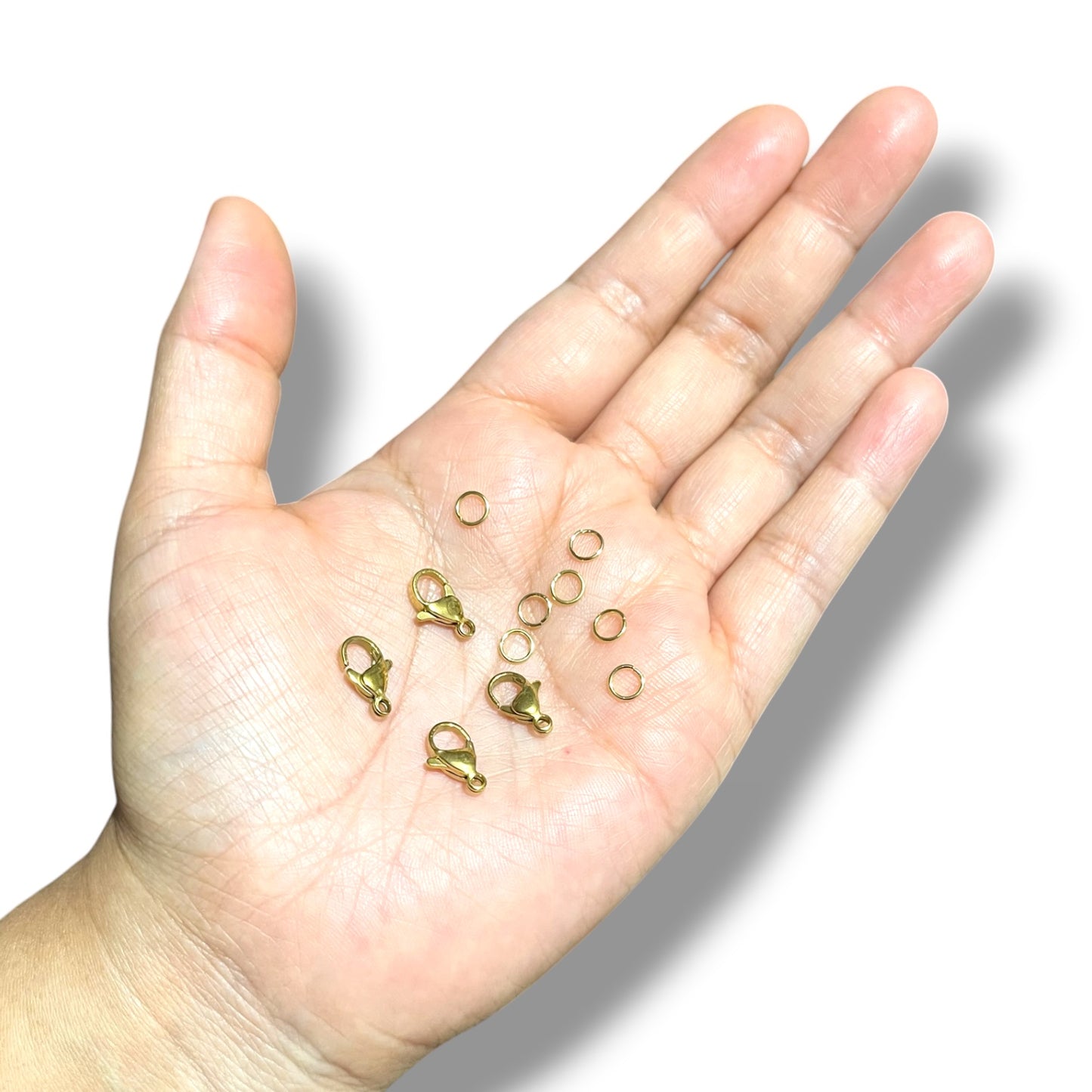 Kit Esencial Acero Inoxidable Dorado o Plateado | 50 Broches Perico 6×12 mm + 100 Argollas 0.7×5 mm con Caja Organizadora