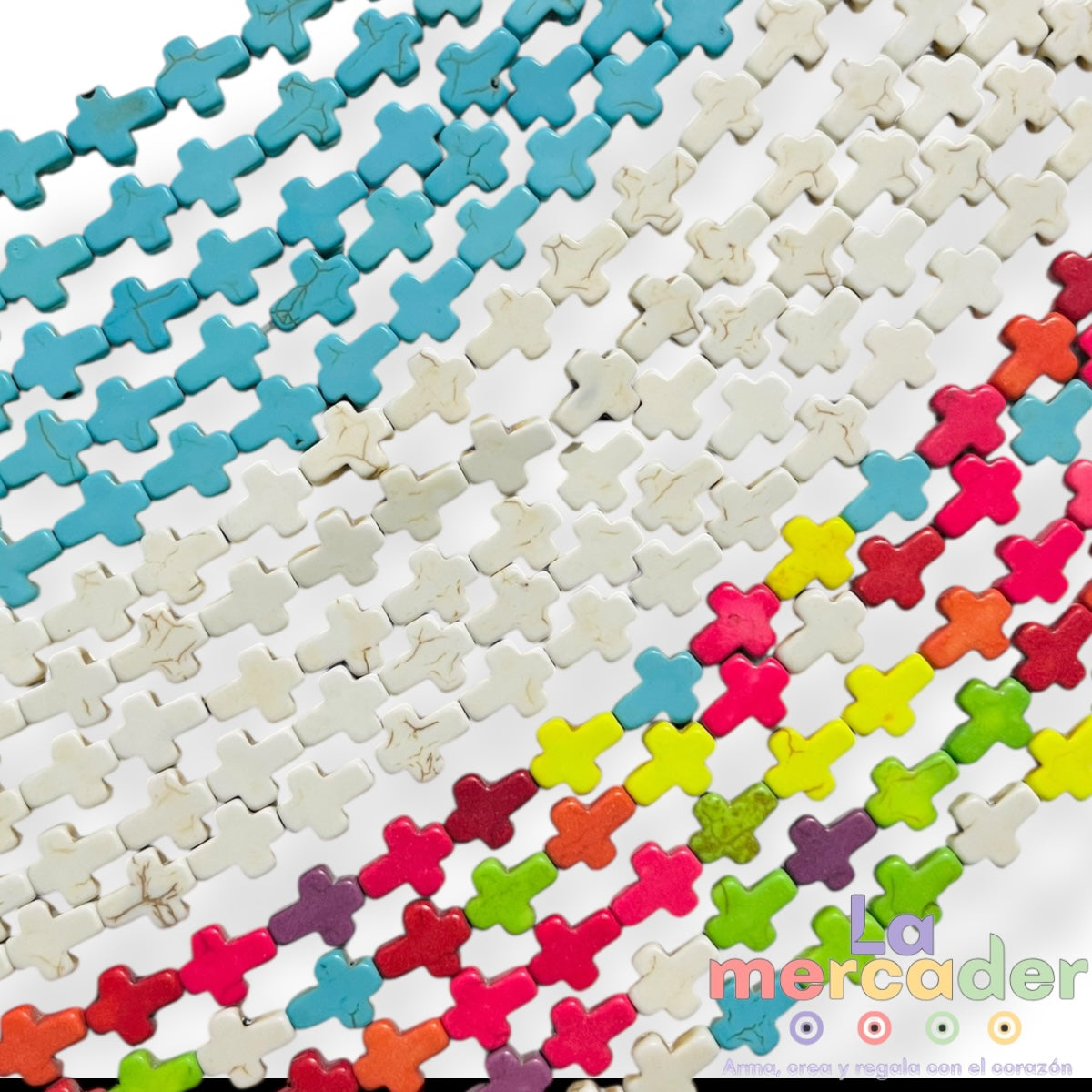 1 Tira de Cruces Chicas de Pasta Turquesa 10 mm | Insumos para Bisutería – La Mercader