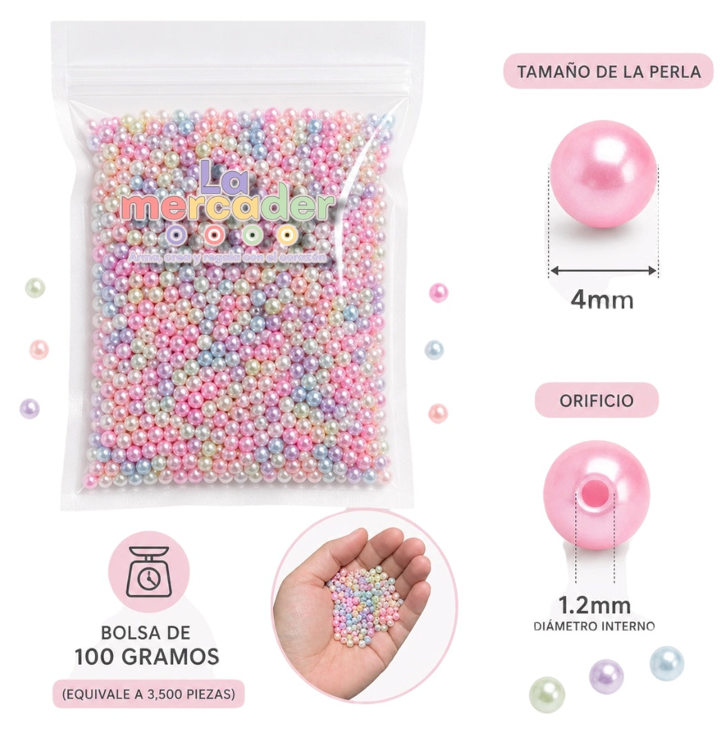 Perlas Acrílicas 4 mm para Bisutería – Bolsa 100 g