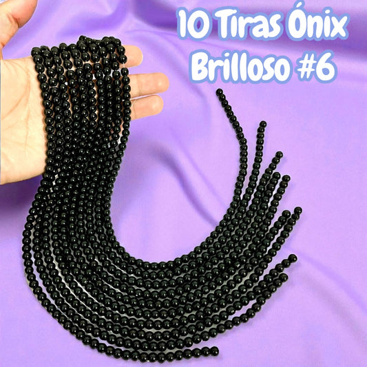 1 mazo de 10 tiras Onyx Brilloso 6 milímetros