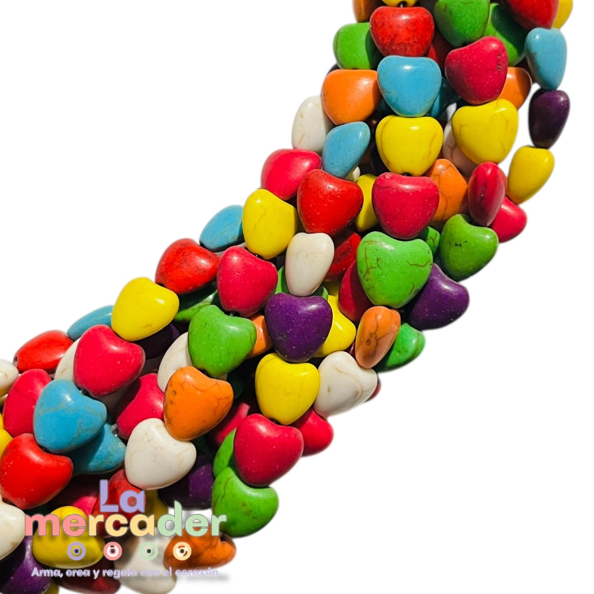 1 Tira Corazones Turquesa – Tira de Cuentas en Forma de Corazón | Bisutería Creativa