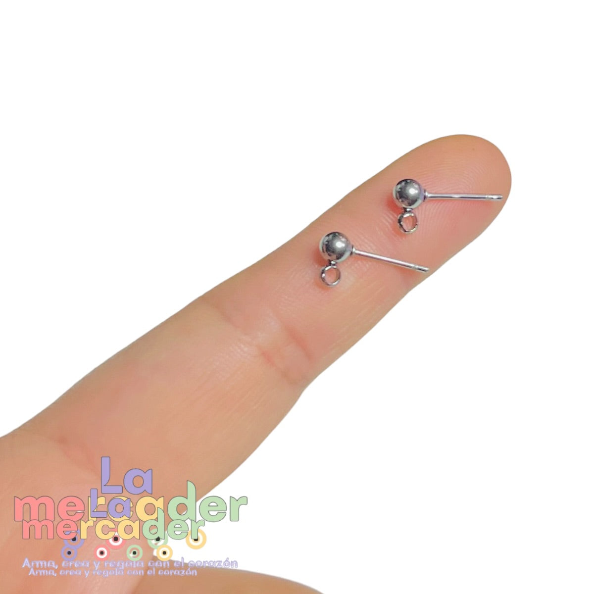 4 Pares Postes para Arete Acero Inoxidable 304 Plateado con Argolla 4 mm Pack (8 pz) | Base para Dijes