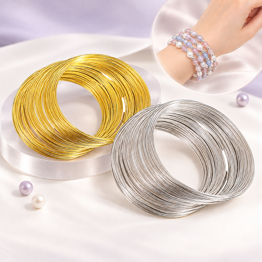 Alambre de Memoria para Pulseras 50 g, 110 Vueltas Aprox. | Dorado o Plateado