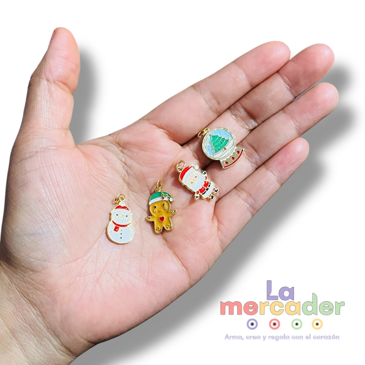 4 pack Dijes Navideños, Chapa de Oro Esmaltado