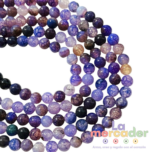 1 Tira Ágata Morada, Piedra Natural #6- (60pz aprox)