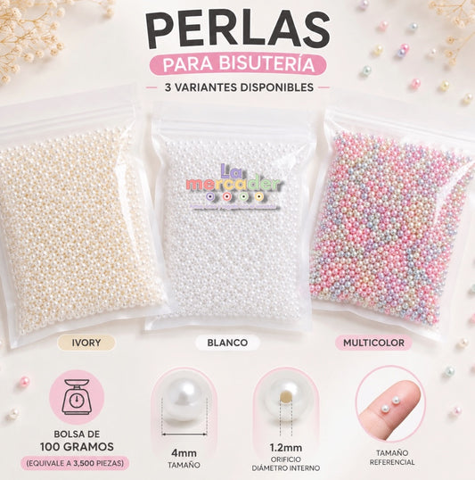 Perlas Acrílicas 4 mm para Bisutería – Bolsa 100 g