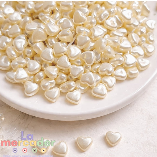 Corazones Aperlado 8 mm – Paquete 100 pzas | Cuentas de Plástico para Bisutería y Manualidades