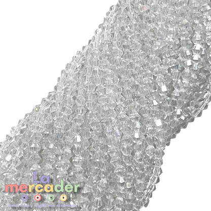 Cristal Bicono 4mm  | Tira de 75–78 Piezas | Colores Vibrantes para Pulseras y Collares