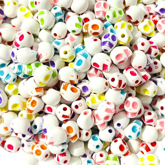 100 Pz de Calaveras Acrílicas de colores para pulseras