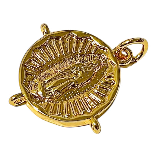 1 dije Medalla de Virgen doble vista Chapa de Oro