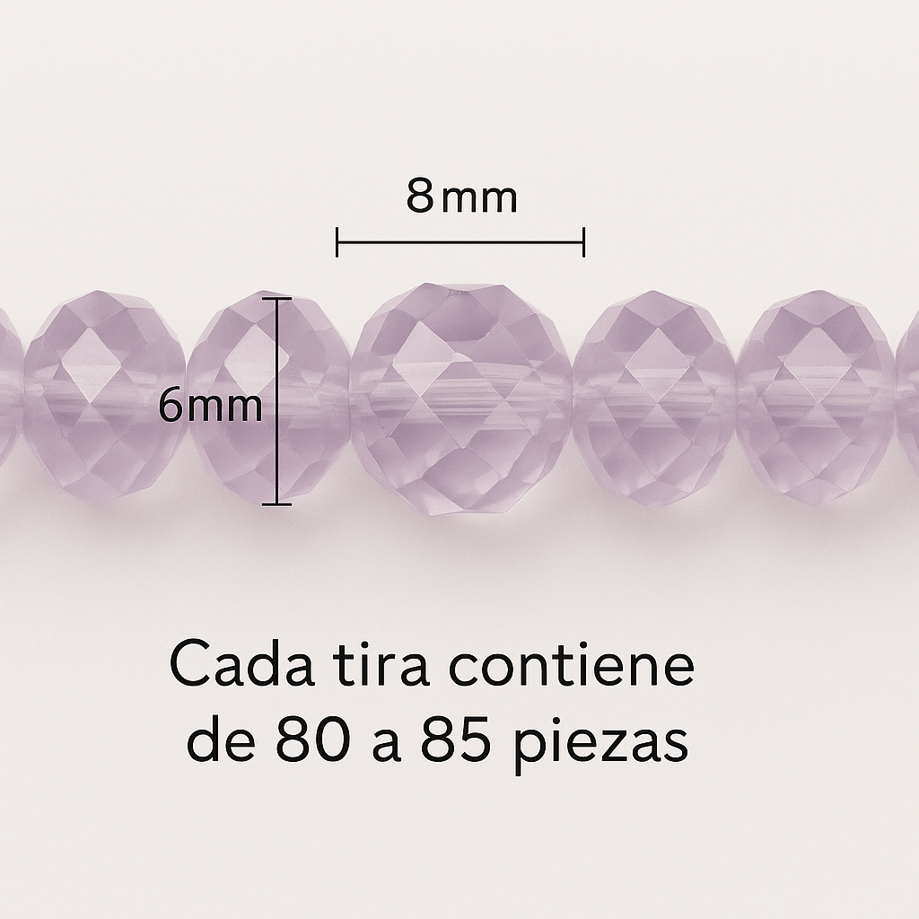 1 Mazo (10 tiras) Cristal Dona Checo 8mm