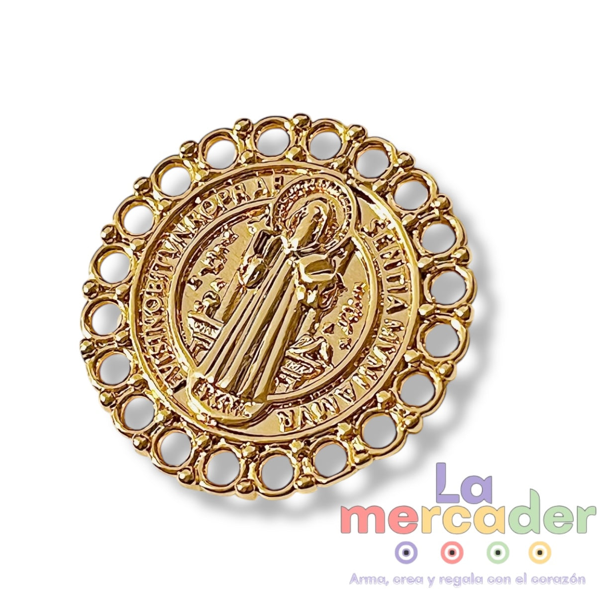 Medalla San Benito, Chapa de Oro, dije para bordar