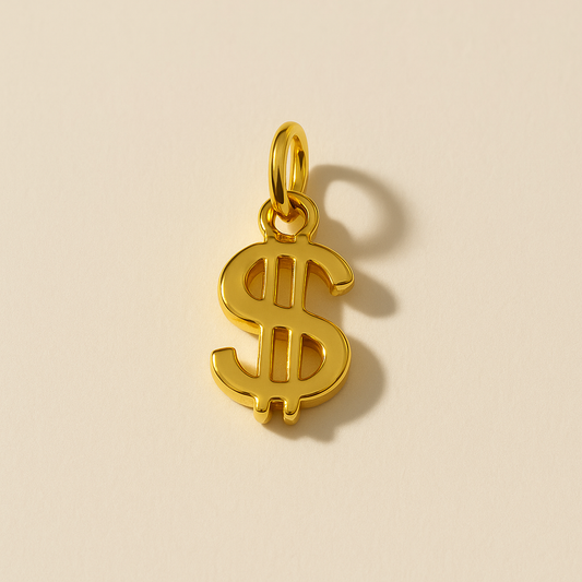 1gr (3pz) dije “$” símbolo dinero chapa de oro