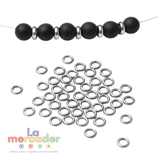 Separadores Tipo Argolla Cerrada de Acero Inoxidable 5 mm | Paquete 50 pzs para Bisutería