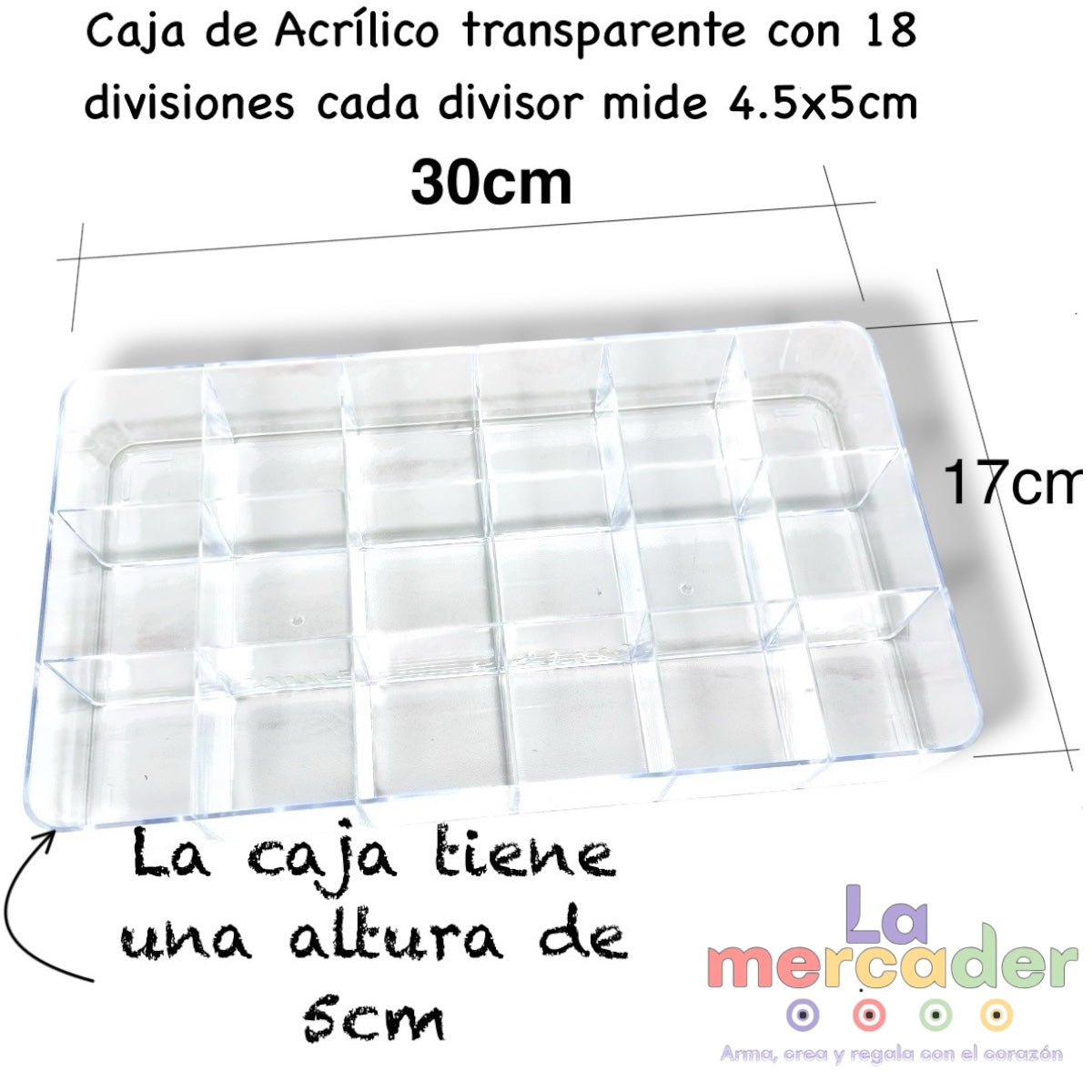 Caja Organizadora de Acrílico Transparente - 18 divisiones