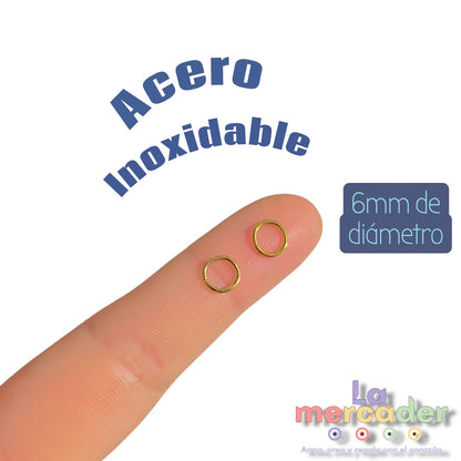 Argollas de Acero Inoxidable Dorado | Paquete 100 pzs para Bisutería