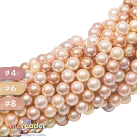 Perla Mallorca – 1 Tira, disponible en #4, #6 y #8 | Perlas Sintéticas para Bisutería Fina