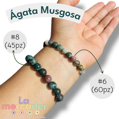 1 Tira Ágata Musgosa, Piedra Natural