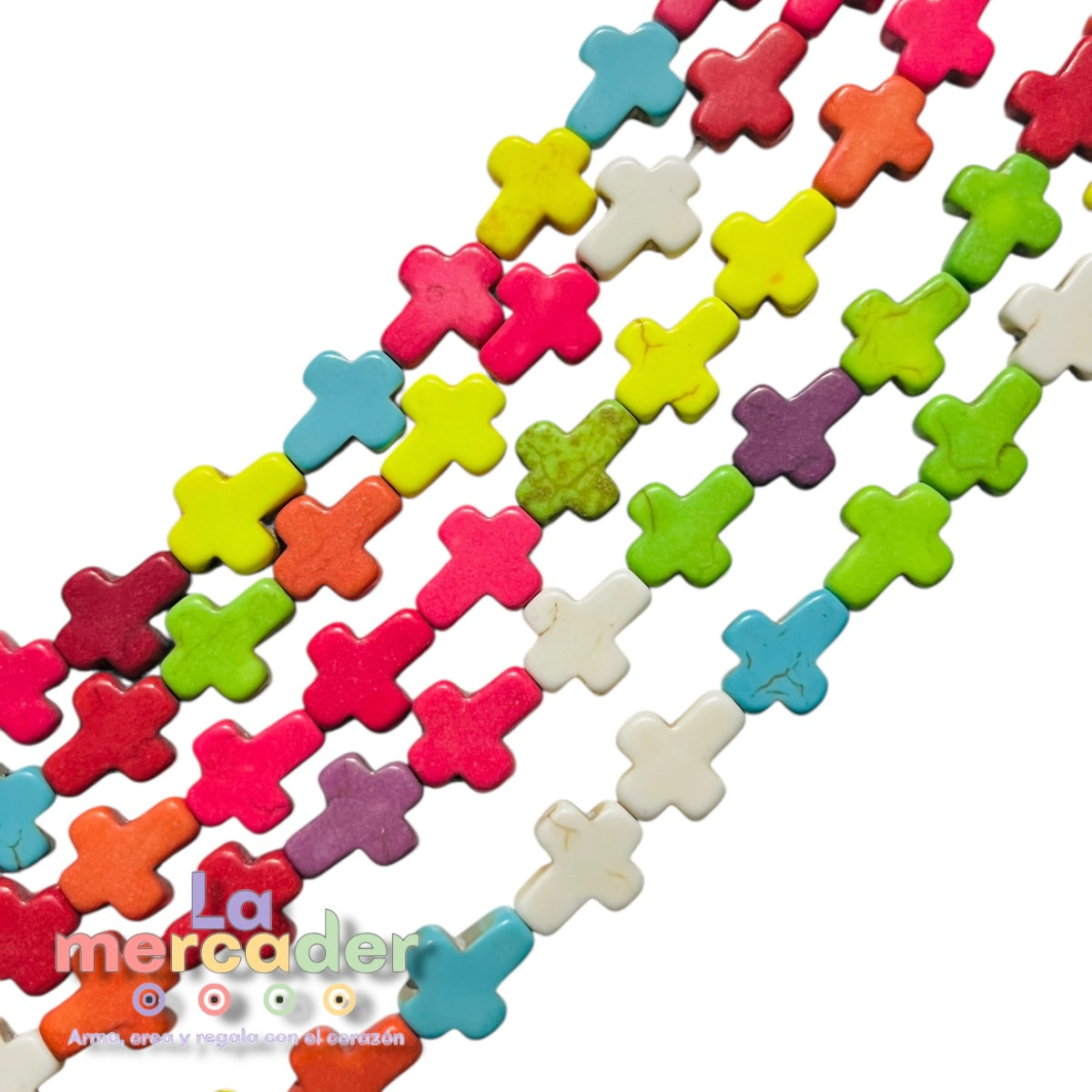 1 Tira de Cruces Chicas de Pasta Turquesa 10 mm | Insumos para Bisutería – La Mercader