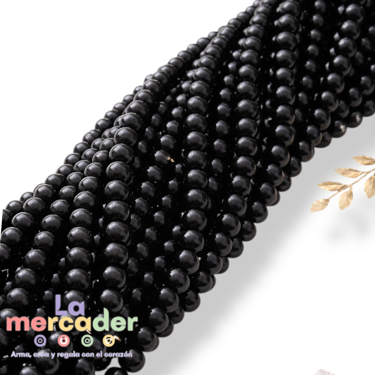 Ónix Negro Brilloso – Tira de Cuentas Naturales Pulidas para Pulseras, Collares y Accesorios