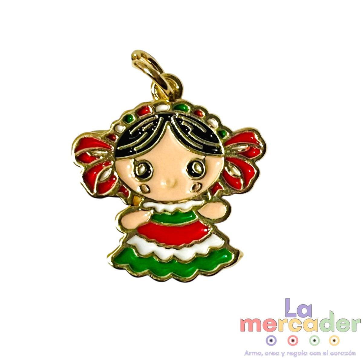 1pz Dije Adelita chapa de Oro Esmaltada 1.8cm