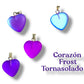 1pz Corazón Murano Frosted Aurora Boreal