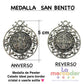 Medalla San Benito 5cm, medalla calada ideal para bordar de Pewter