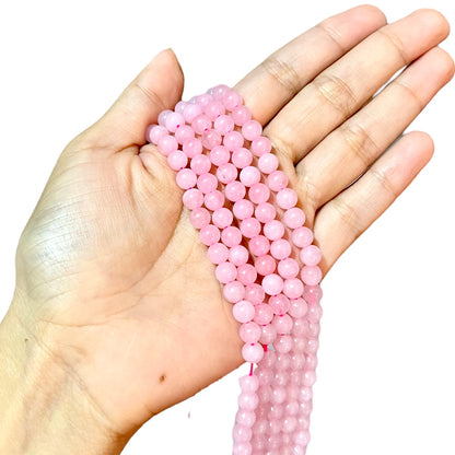 1 Tira 🌸 Cuarzo Rosa Natural – Amor y armonía en cada cuenta