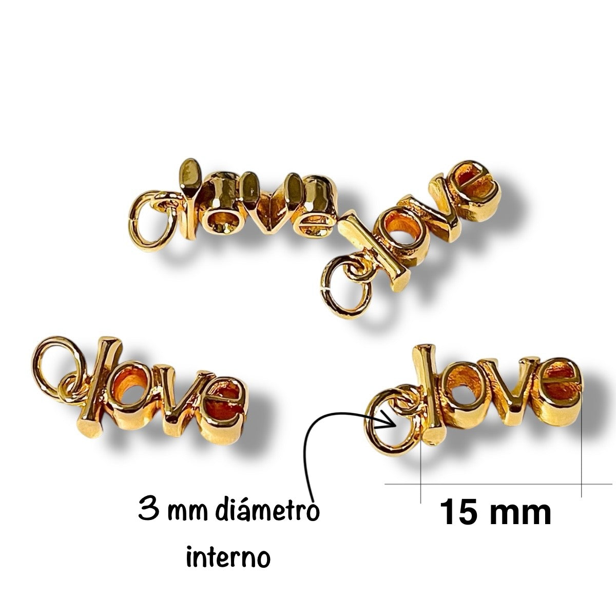 1pz Dije Love Chapa de Oro