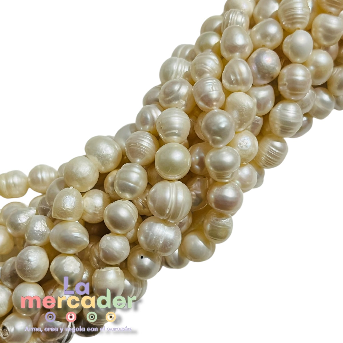 Perla Natural de Agua Dulce Barroca | Tira 40–43 Piezas | Beige o Jaspeada | Insumos para Joyería