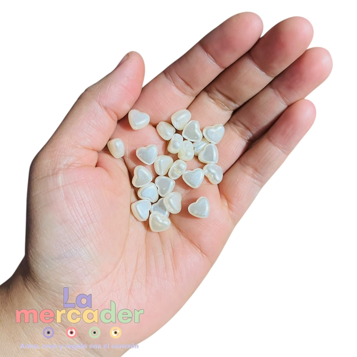 Corazones Aperlado 8 mm – Paquete 100 pzas | Cuentas de Plástico para Bisutería y Manualidades