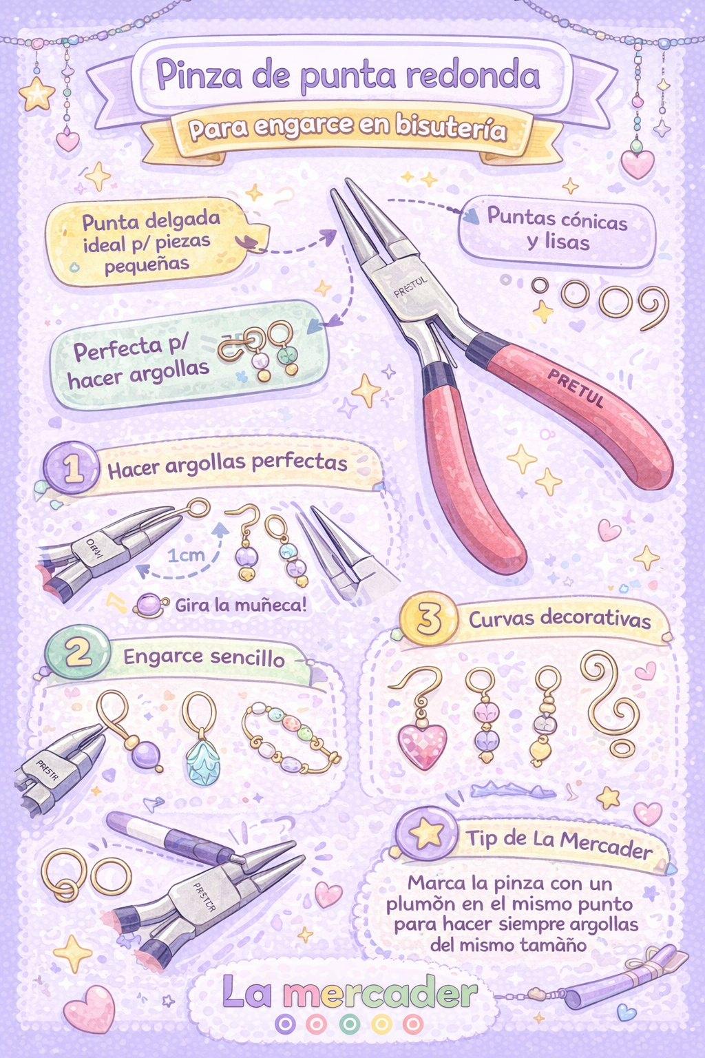 Pinza de Punta Redonda para Engarce | Bisutería y Alambre- Pretul