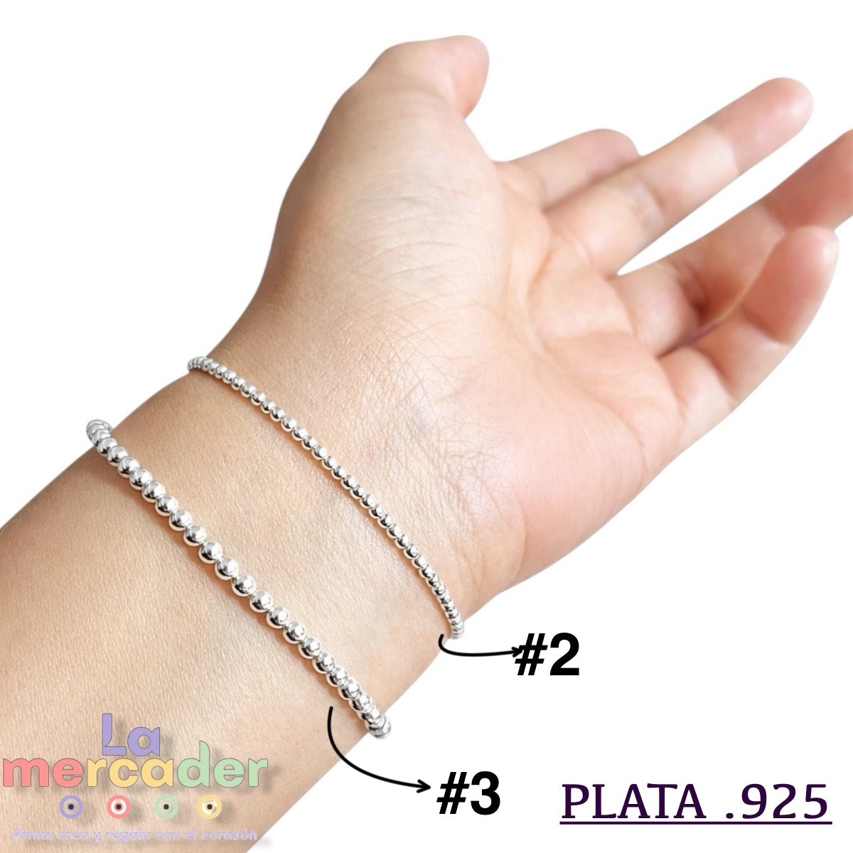 10 pz Bolitas Separadoras Redondas de Plata Ley .925 #2 y #3