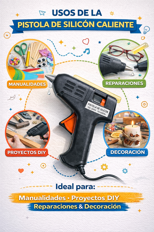 🔥 Pistola de Silicón Caliente 20W | Ideal para Manualidades, Bisutería y Proyectos DIY