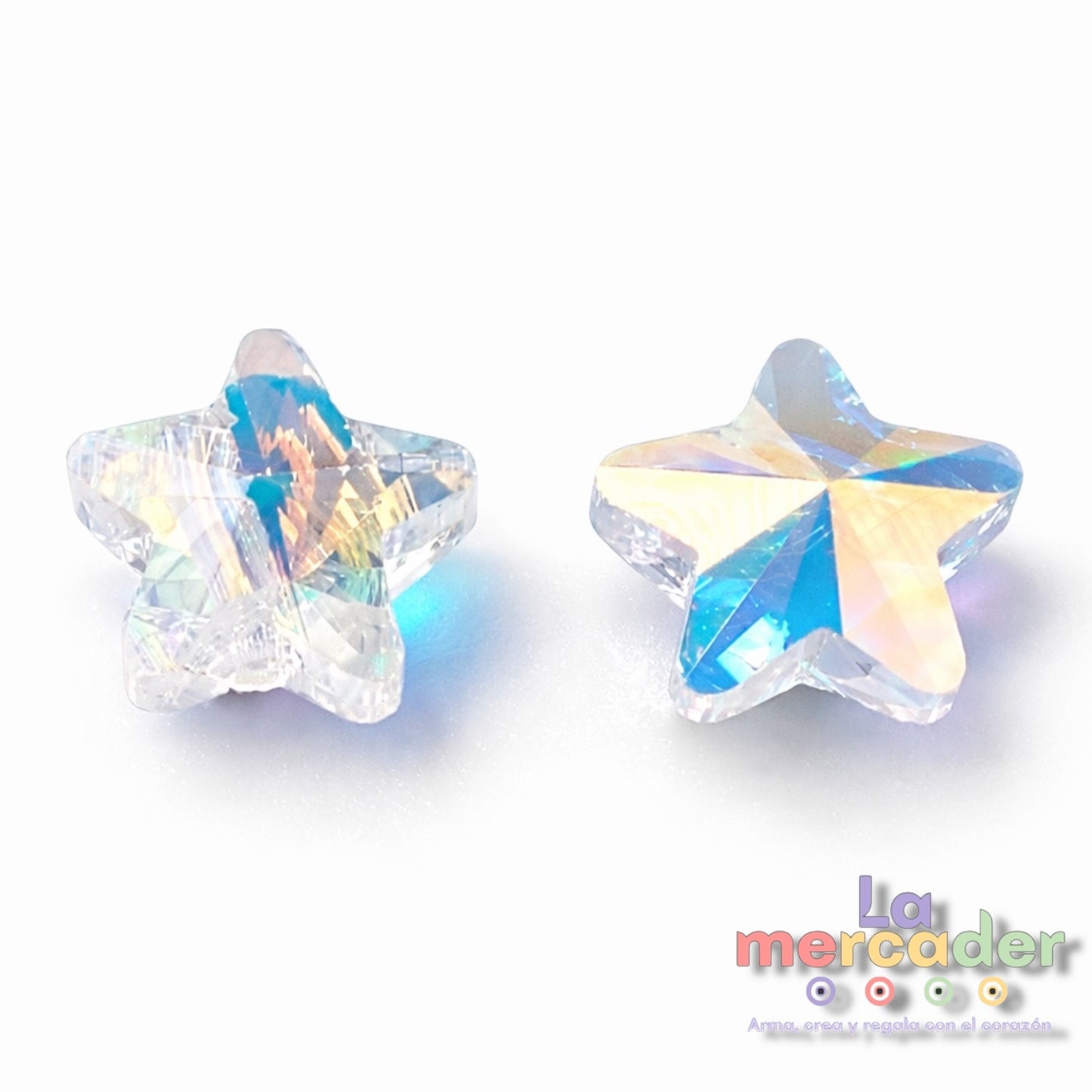 ⭐ 10 pz Estrellitas de Cristal AB 9 mm- Estilo Swarovski- Mini Tira