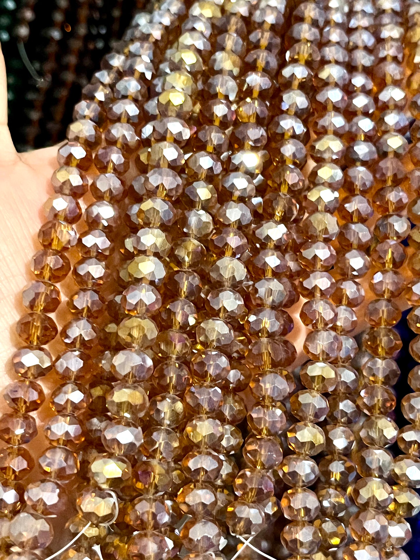 1 Mazo (10 tiras) Cristal Dona Checo 8mm