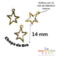 3 piezas Dije Estrella Chapa de Oro 14k | Charm Estrella 14 mm para Pulseras y Collares
