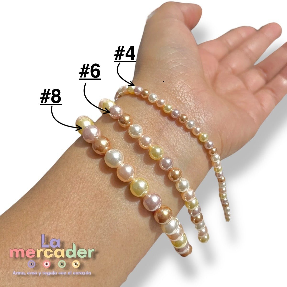 Perla Mallorca – 1 Tira, disponible en #4, #6 y #8 | Perlas Sintéticas para Bisutería Fina