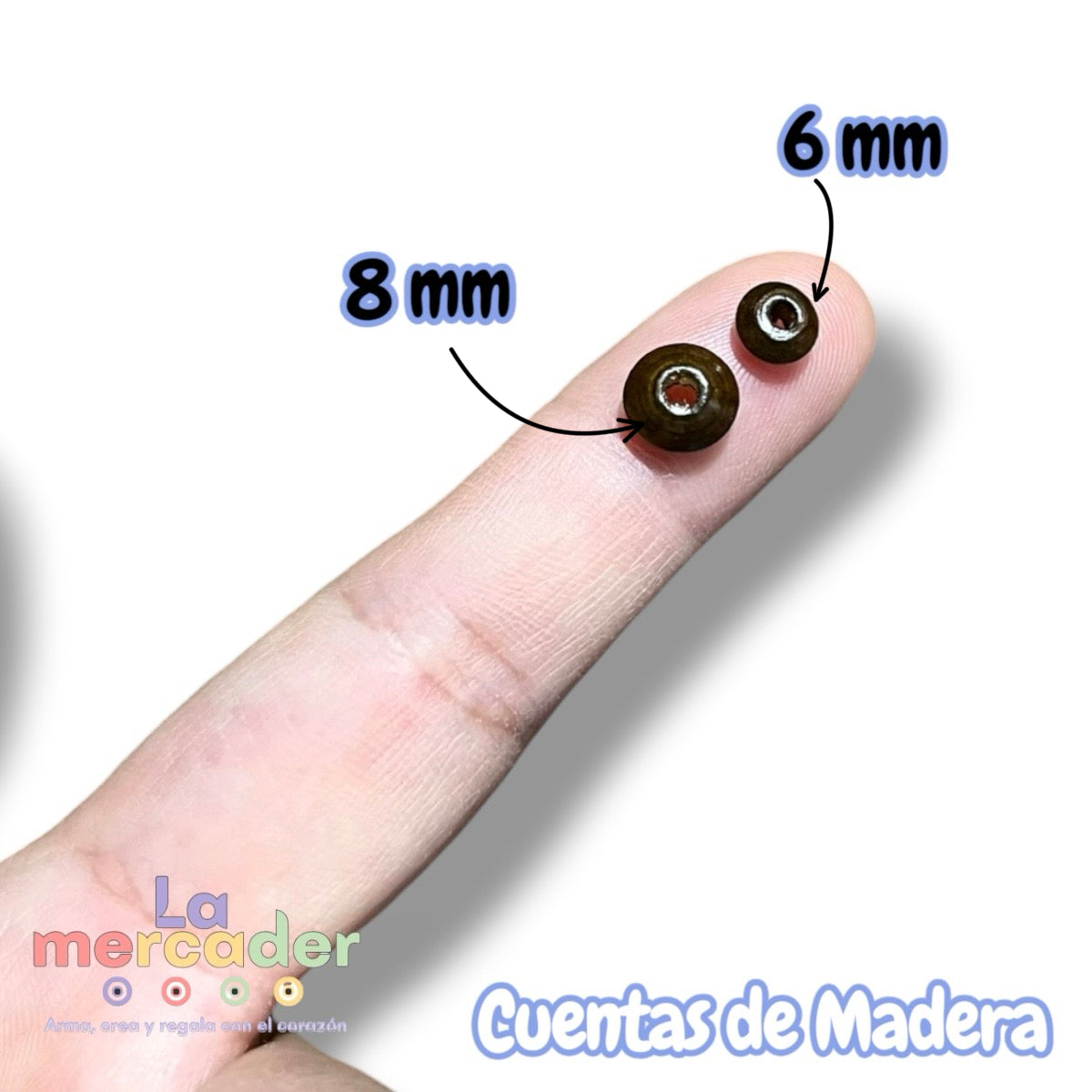 Cuentas de Madera Tipo Dona Rondel 6 y 8 mm – Bolsa de 30 g