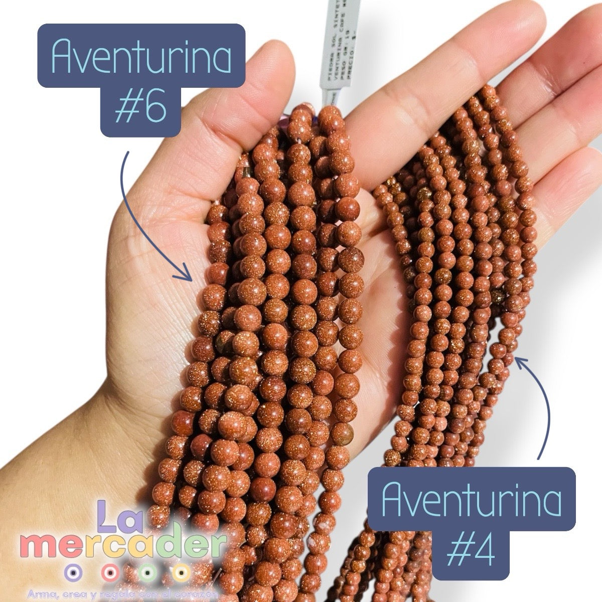 1 tira de Aventurina Café /Piedra Sol / Goldstone