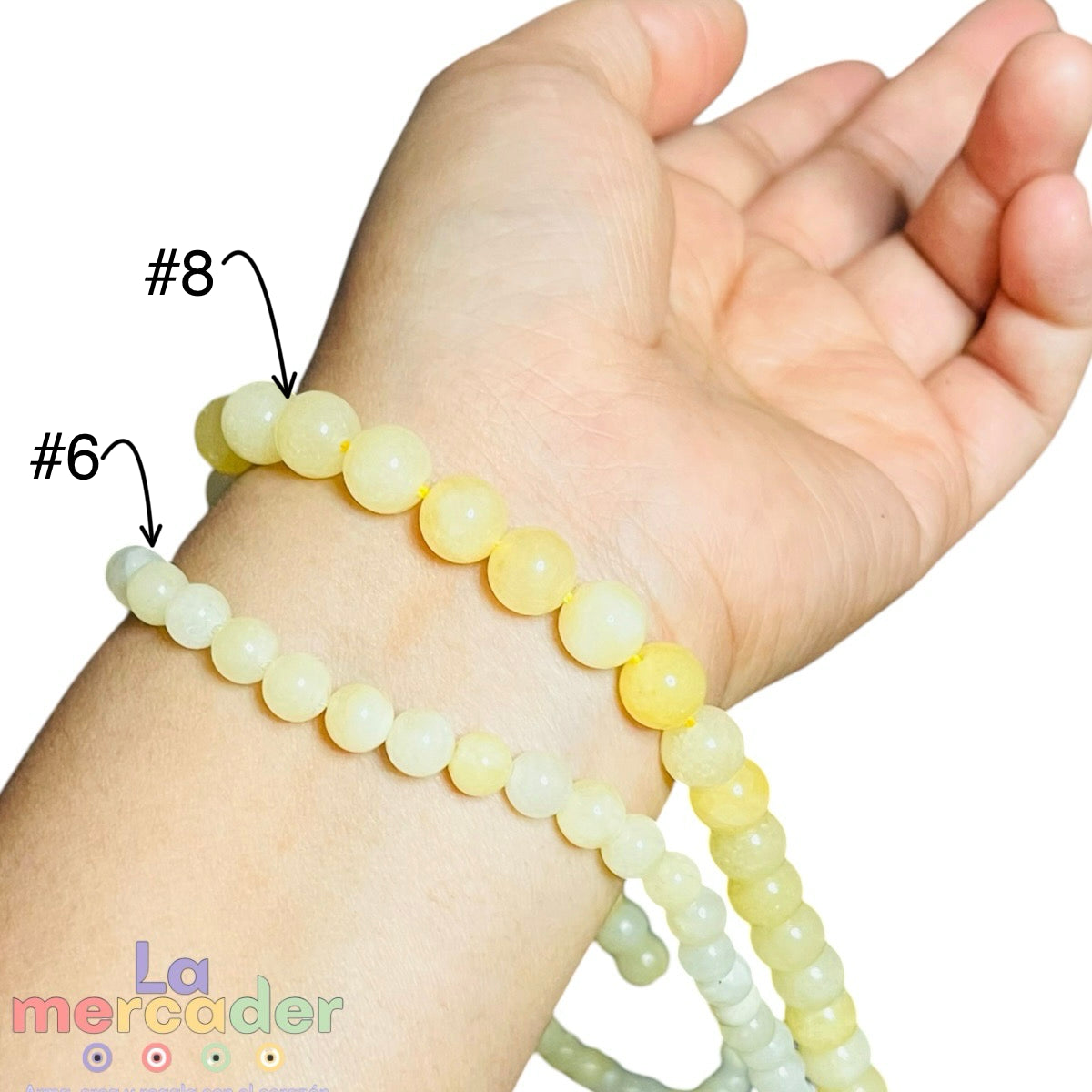 Ágata Amarilla Translúcida en Tira (#6 y #8) | Cuentas Redondas para Pulseras y Joyería | Piedra Natural para Bisutería
